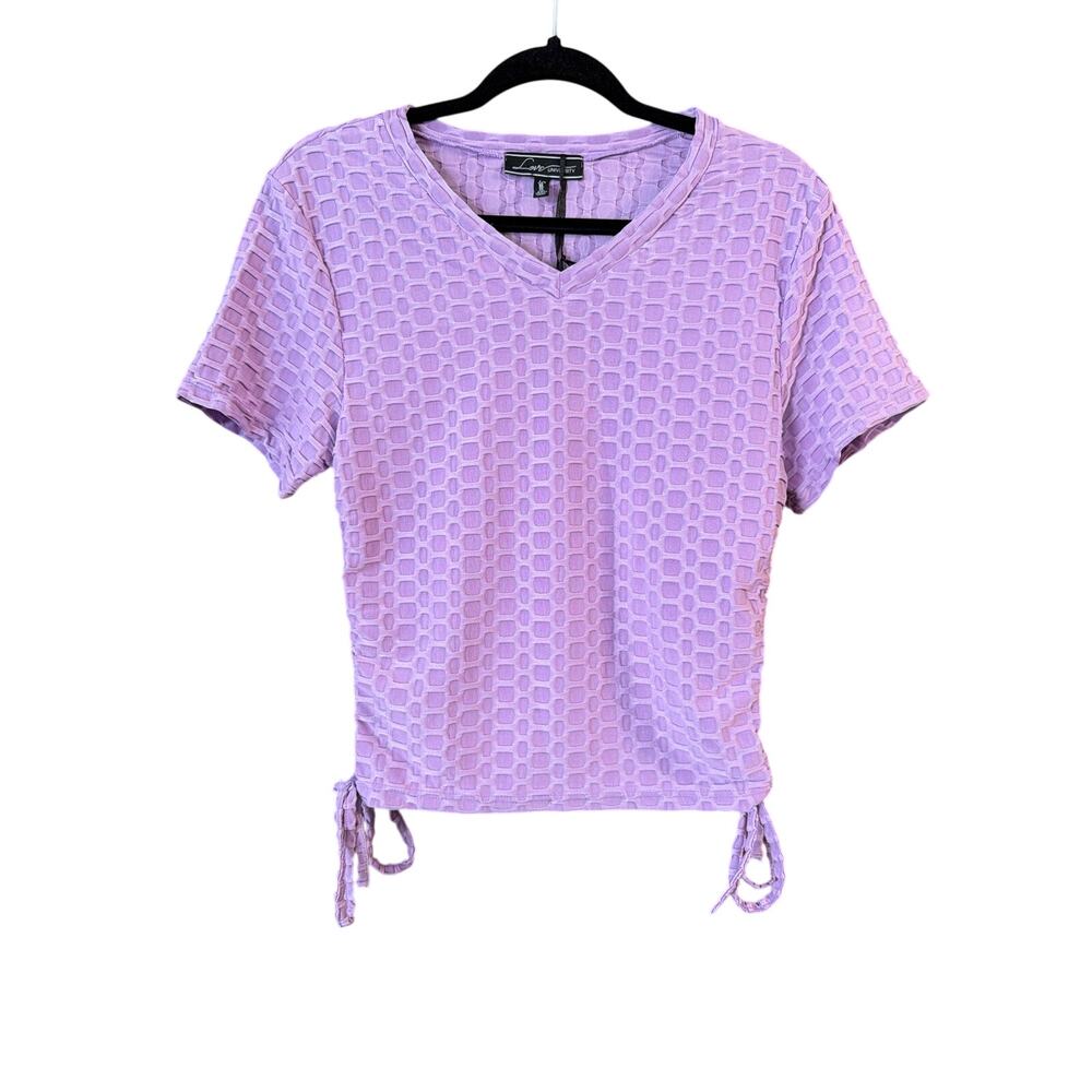 Love University Women's Plus Size Purple Honeycomb Cinch Crop Top Size 2XL New